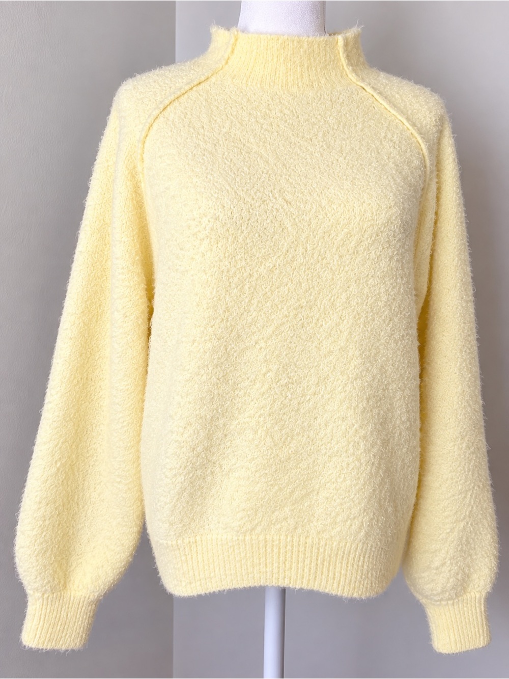 wild fable Pale Yellow Fuzzy Mock-Neck Sweater